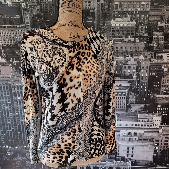 August Silk Ladies Leopard Cardigan Small - Picture 1 of 9